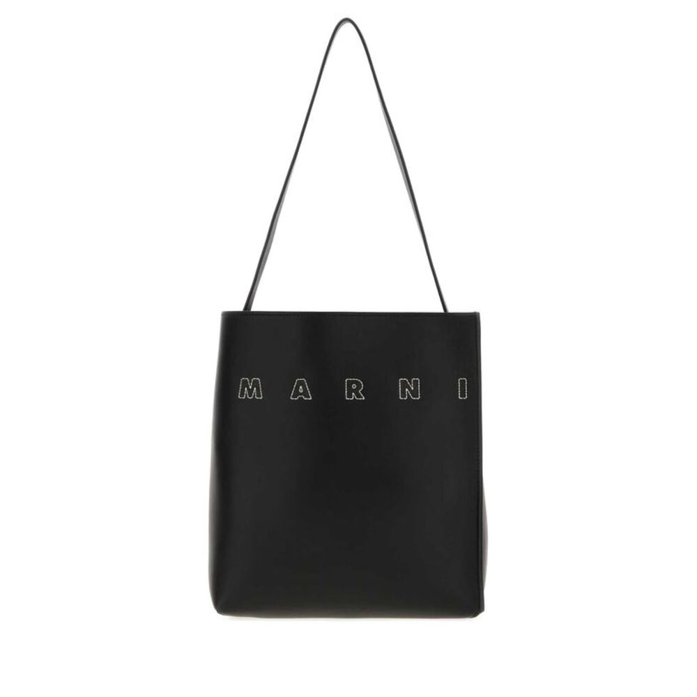 Marni Women Black Leather Shopping Bag